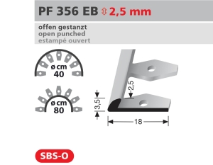 h2o PF 356 EB 2,5mm ívesíthető indító és lezáró profil méretek, Vinyl és egyéb anyagokhoz 