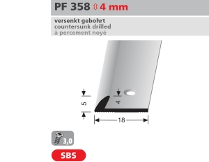 h2o PF 358 4,0mm indító és lezáró profil méretek, Vinyl és egyéb anyagokhoz 