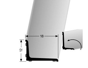 PF 369 N SK asszimetrikus indító,lezáró L-proﬁl, F18 alumínium porszórt ANTRACIT SZÜRKE RAL7016, H: 18/12 mm, L: 270cm