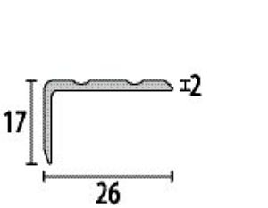 PF 237 SK utólagos LÉPCSŐ PROFIL, ragasztandó kivitel, ivesíthető, alumínium matt FEKETE RAL 9005 porszórt, H/B: 17/26mm, L: 270cm