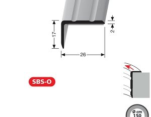 PF237 SK F16 utólagos LÉPCSŐ PROFIL, ragasztandó kivitel, ivesíthető, alumínium matt FEKETE RAL 9005 porszórt, H/B: 17/26mm, L: 270cm