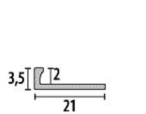PF 299 U 2,0mm anyag vastagsághoz LEZÁRÓ/INDÍTÓ profil, ragasztással rögzíthető, alumínium matt FEKETE RAL9005 porszórt, H1,2: 2/3,5mm, L: 250cm