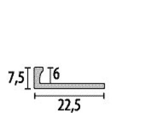 PF 307 G 6mm anyag vastagsághoz LEZÁRÓ/INDÍTÓ profil, CSEMPE ragasztóval rögzíthető, alumínium matt FEKETE RAL9005 porszórt, H1,2: 7,5/6mm, L: 250cm