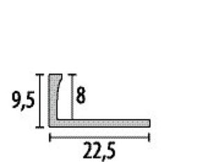 PF 303 G 8mm anyag vastagsághoz LEZÁRÓ/INDÍTÓ profil, CSEMPE ragasztóval rögzíthető, alumínium matt FEKETE RAL9005 porszórt, H1,2: 8/9,5m, L: 250cm