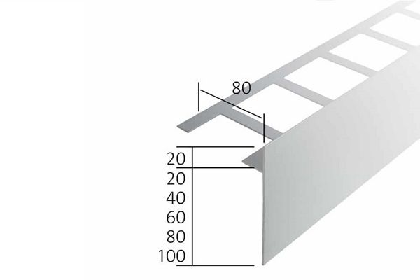 Dural BOAE 2040 Durabal BO teraszprofil, aluminium MATT EZÜST eloxált, H1: 20mm, H2: 40mm, L: 300cm