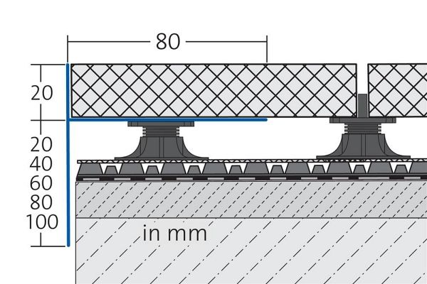 Dural BOAE 2040 Durabal BO teraszprofil, aluminium MATT EZÜST eloxált, H1: 20mm, H2: 40mm, L: 300cm