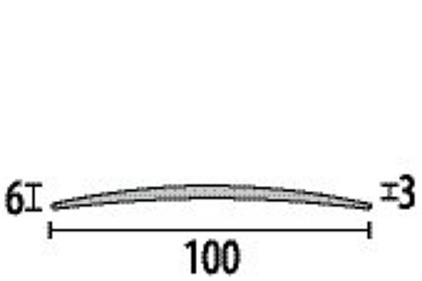 PF 466 U F4 ÍVES ÁTVEZETŐ utólagos, 100mm széles profil, alumínium MATT EZÜST eloxált, Vtg.3,0mm, H/B:6,0/100mm, L: 270cm