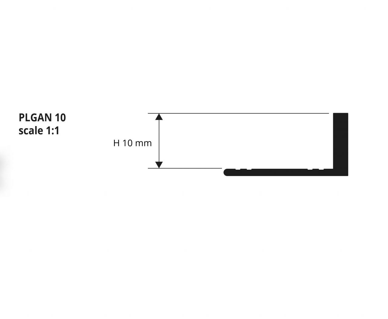 PRG PLGAN 10 CSISZOLHATÓ L-proﬁl alu NATÚR, Szél.: 2,5mm, H: 10mm, L: 270cm