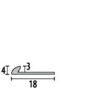 PF 357 3mm LEZÁRÓ és INDÍTÓ profil, F4 alumínium MATT EZÜST eloxált, Vtg: 3,0/4,0mm, B: 18mm, L: 250cm