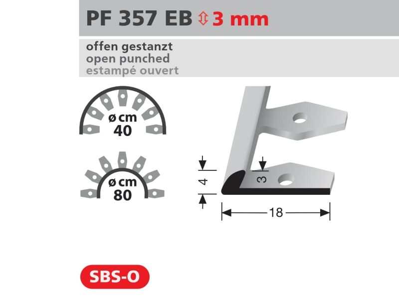 PF 357 3mm LEZÁRÓ és INDÍTÓ profil, F4 alumínium MATT EZÜST eloxált, Vtg: 3,0/4,0mm, B: 18mm, L: 250cm