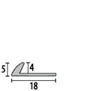 PF 358 4mm LEZÁRÓ és INDÍTÓ profil, F4 alumínium MATT EZÜST eloxált, Vtg: 4,0/5,0mm, B: 18mm, L: 250cm