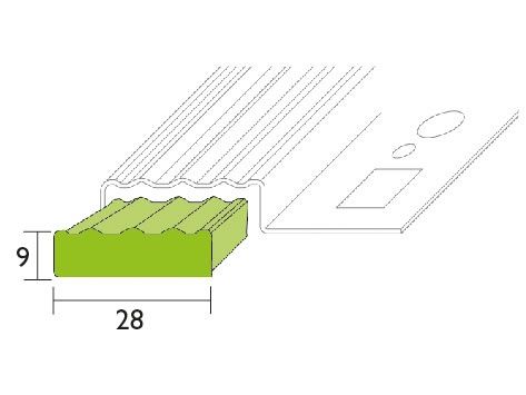 PRO 84210 Probasic LÉPCSŐ profil, R10/V4, V2A rm acél, H: 9,0mm, L:250cm