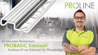 PRO 84210 Probasic LÉPCSŐ profil, R10/V4, V2A rm acél, H: 9,0mm, L:250cm