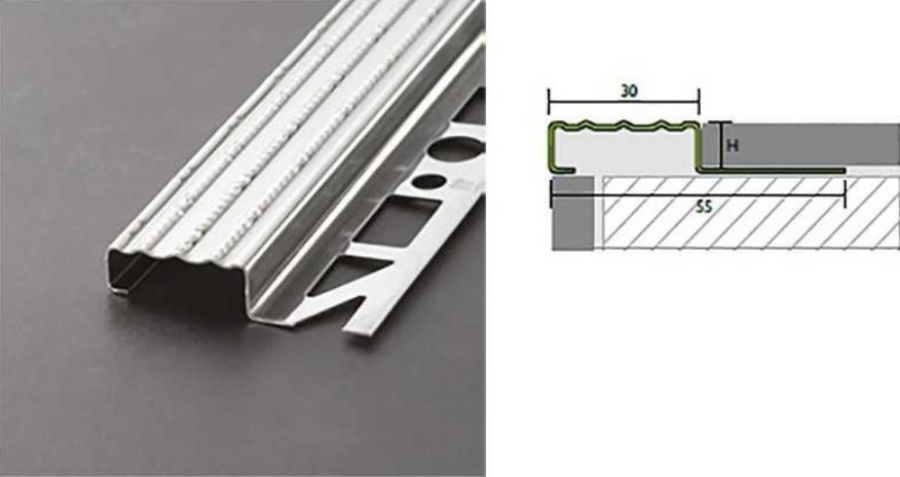 PRO 84310 Probasic LÉPCSŐ profil, R10/V4, V2A rm acél, H: 11mm, L:250cm