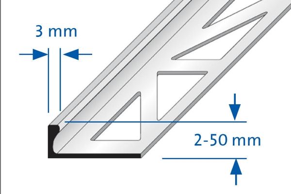 DUR DSAC630 L-proﬁl alu FEHÉR RAL9030 porszórt, H: 6mm, L: 250cm